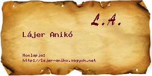 Lájer Anikó névjegykártya